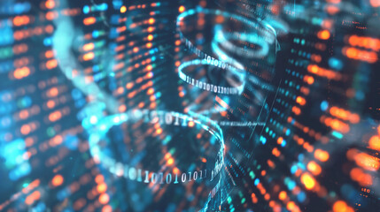 Fototapete - holographic data spirals representing ai learning algorithms, with visual cues of decision-making pr