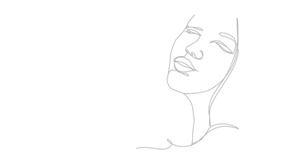 woman faces. Linear background. Use for package, cosmetics, decor. Fashion concept, feminine beauty minimalist