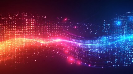 Poster - abstract technology background with glowing lines and dots. Vector illustration. - Generated AI