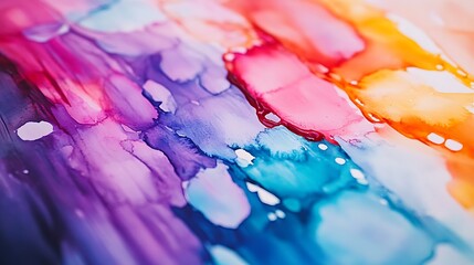 Poster - Abstract watercolor background. Close-up of colorful watercolor paint - Generated AI