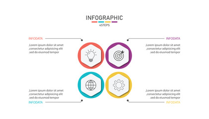 Poster - Four Step Infographic element design Vector template for presentation.