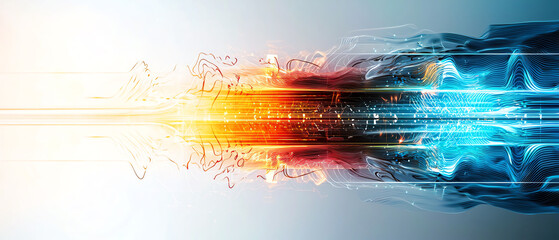Poster - Dynamic sound waves exploring the resonance of voice and sound in digital art digital realm abstract composition futuristic concept