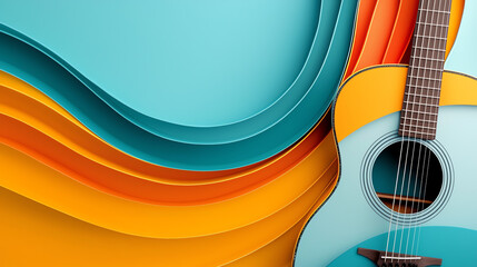 Poster - Melodic resonance acoustic guitar harmony creative studio digital art vibrant colors artistic perspective sound exploration
