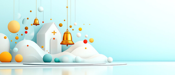 Poster - Vibrant resonance of sound a whimsical architectural showcase modern studio abstract art bright atmosphere creative perspective