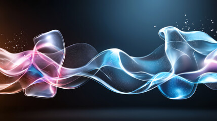 Poster - Dynamic waves of sound and resonance abstract digital art vibrant colors contemporary environment ethereal viewpoint