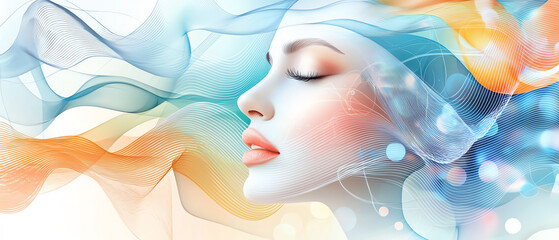 Poster - Resonating voice of sound exploring artistic expression in abstract portraiture digital art serenity close-up emotion