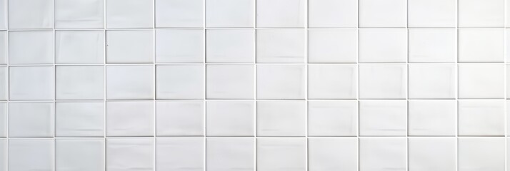 Poster - Crisp White Ceramic Wall Tiles in a Uniform Arrangement Perfect for Spacious Areas and Modern Interior Design Applications