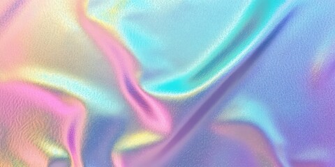 Poster - Holographic Rainbow Foil Texture with Iridescent Sheen and Soft Drapery Effects for Stunning Visual Applications