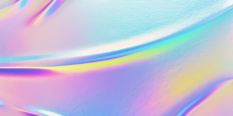 Poster - Holographic Rainbow Foil Texture with Iridescent Sheen and Colorful Waves in Vibrant Light Reflections for Creative Design Projects