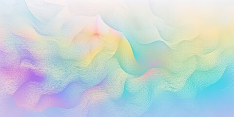 Poster - Soft Iridescent Rainbow Pastel Waves on Light Background with Subtle Texture for Modern Design and Art Projects
