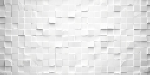 Poster - Abstract Ceramic Mosaic in White Color, Textured Background with Geometric Tile Design and Subtle Three-Dimensional Effects for Modern Aesthetic