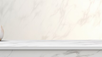 Poster - Elegant White Marble Background with Subtle Veins, Ideal for Product Displays, Website Headers, and Minimalist Interiors