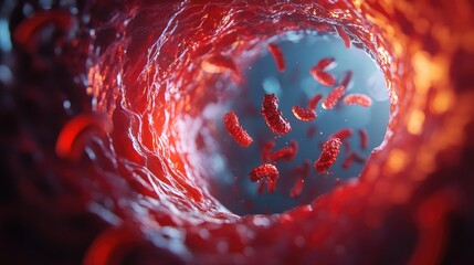 Poster - 3D cross-section of a clogged artery with cholesterol deposits, showing a dramatic reduction in blood flow and an accumulation of harmful plaques