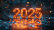 © Sticky Finger - Glowing numbers 2025 represent New Year celebration with festive lights and sparkles. scene evokes joy and anticipation for upcoming year