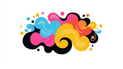 Poster - Colorful Abstract Swirls and Curves on a White Background, Celebrating Vibrant Design and Creative Expression in Modern Art
