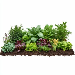 Wall Mural - Assorted leafy greens planted in soil.