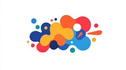 Poster - Vibrant Colorful Abstract Shapes and Patterns in Bold Hues Representing Creativity and Energy on a White Background for Modern Design Applications