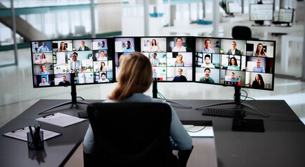 Aufkleber - Video Conference Call. Remote Virtual Meeting