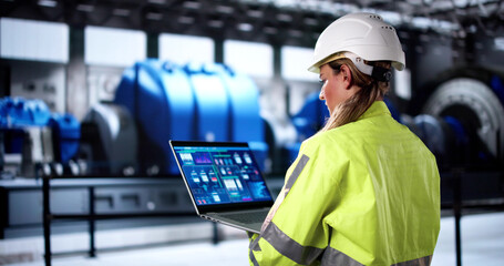 Poster - Woman Working In Power Plant Electricity