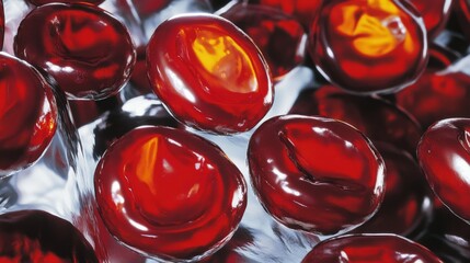 Poster - Red blood cells in motion human body scientific imagery health environment microscopic view biology concept for educational insight