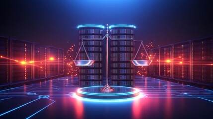 Poster - balancing data integrity and ethics in technology digital environment visual concept futuristic pers