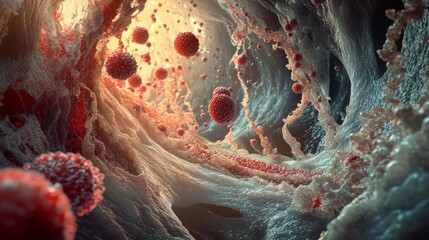 Poster - Exploring microscopic worlds cellular dynamics in fluid environments scientific visualization artistic perspective health insights