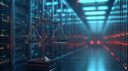 Poster - legal technology integration data center digital justice high-tech environment futuristic view innov