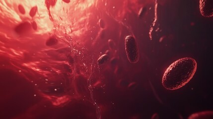 Poster - Dynamic microscopic view of blood cells human body scientific visualization abstract environment close-up perspective health concept