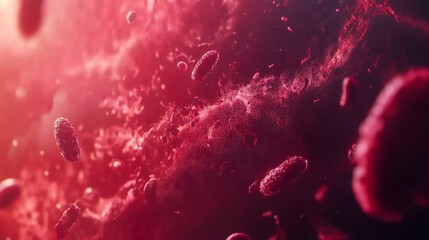 Poster - exploring the microbial world bacteria in motion laboratory setting scientific visualization close-u
