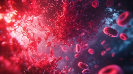 Poster - Exploring microscopic blood cells science of life laboratory setting digital illustration abstract environment close-up view biology concepts