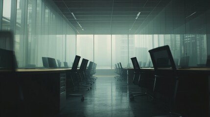 Poster - Quiet office setting modern workspace interior photography minimalist design perspective productivity and focus