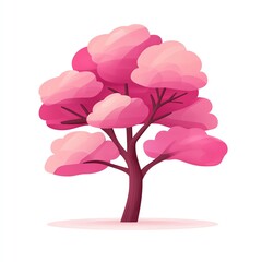 A vibrant, stylized pink tree showcasing whimsical and artistic design, perfect for nature-themed projects.