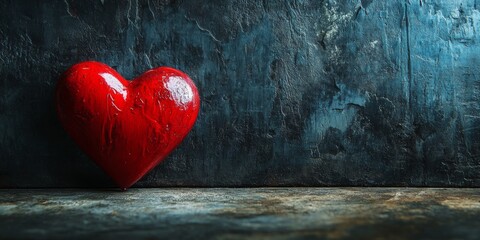 Poster - Vibrant red heart set against a dark backdrop, highlighting the striking contrast of the red heart, creating a bold visual appeal that captures attention with the red heart s vividness.