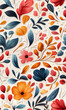 © Sunun - Floral flowers and beautiful colorful leaves wallpaper seamless pattern for interior decoration or background.