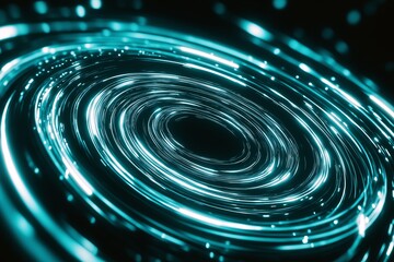 Poster - A minimalist sci-fi wormhole with swirling gradients in white and blue.