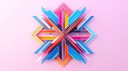 Aufkleber - Abstract geometric shapes in bold primary colors arranged symmetrically
