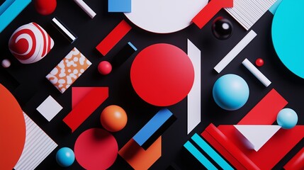 Wall Mural - Abstract geometric shapes in bold primary colors arranged symmetrically