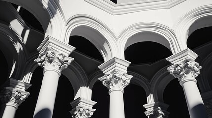 Poster - Ancient Roman arches in a minimalist black-and-white composition