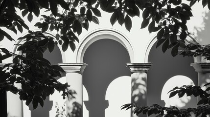Poster - Ancient Roman arches in a minimalist black-and-white composition