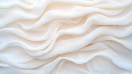 Poster - Soft and Elegant White Fabric with Flowing Texture, Ideal for Backgrounds, Fashion Design, and Creative Projects Reflecting Delicacy and Lightness