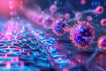 Poster - detailed 3d rendering of the coronavirus, highlighting its unique structure with spikes and a spheri