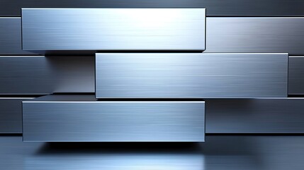 Poster - Abstract Composition of Metallic Blocks in a Blurred Background Evoking Modern Design and Industrial Aesthetics with Smooth Surfaces and Reflections