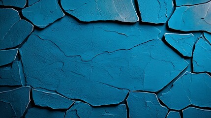 Poster - Blue Textured Wall with Cracked Surface and Unique Pattern Creating a Distinct Artistic Background for Various Creative Projects and Designs