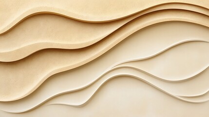 Poster - Abstract Waves of Textured Material in Warm Neutral Tones Creating a Serene and Calming Background for Design Projects and Creative Endeavors