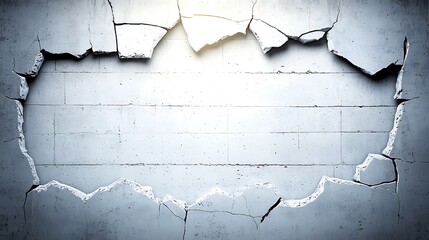 Poster - Cracked Concrete Wall with Fragmented Texture and Illuminated Background Ideal for Creative Design, Visual Effects or Artistic Projects