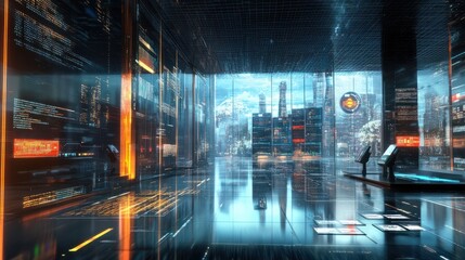 Poster - beautiful visualization of data analytics in a modern business setting