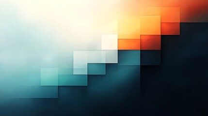 Poster - Abstract geometric design with layered transparent squares in warm and cool tones, creating a visually striking modern aesthetic perfect for wallpapers and art prints.