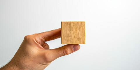 Aufkleber - A hand holding a wooden block