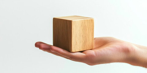 Aufkleber - A person is holding a wooden block in their hand