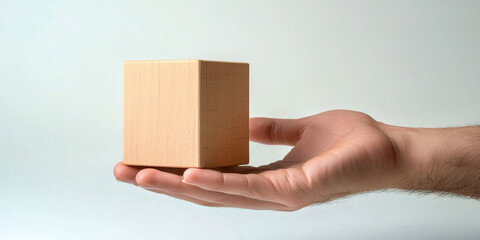 Aufkleber - A hand holding a wooden block